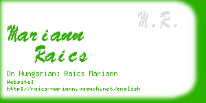 mariann raics business card